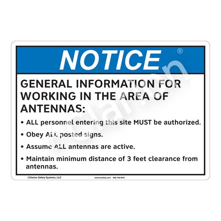 Notice General Information Sign (F1187-)|Flexible Polyester 14" X 10" Self Adhesive Back|ANSI Signs|Sign for Cellphone Towers, Public Buildings,